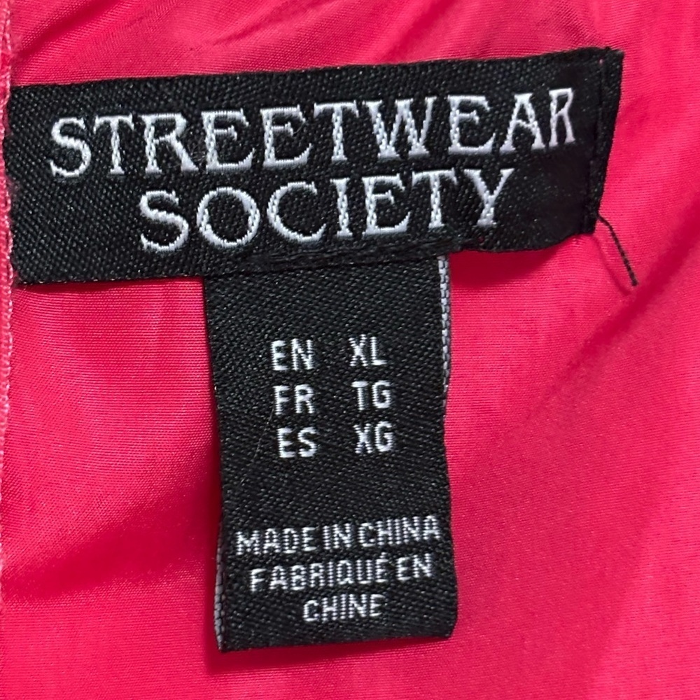 🥰2/$20 Streetwear Society XL Fuschia Pink Empire 80s Puff Sleeve Satin Dress - Picture 10 of 12